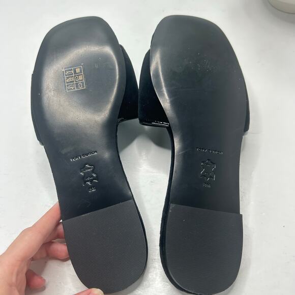 Tory Burch Eleanor Pave Slides Slip On Velvet Sandal Black Women's US 8 M NWOB - Picture 8 of 9